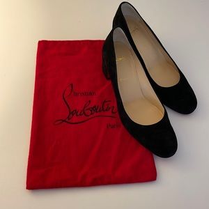 Christian Louboutin Block Heel Miss Saab IT10 Black Suede